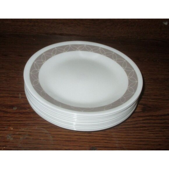 Set of 10 Corelle Sand Sketch Taupe Brown 6.75" Bread/Salad/Desert Plate(s) - Picture 1 of 4